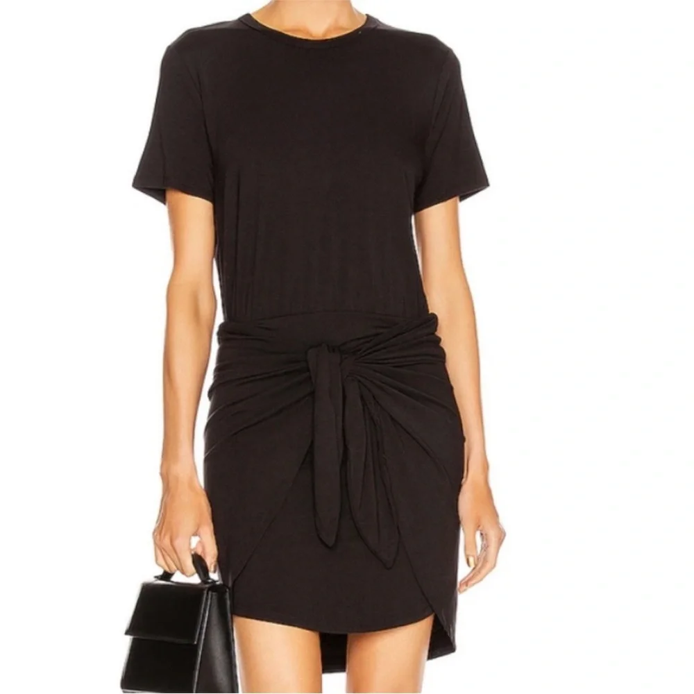 EUC Veronica Beard Bernice Tie-Front Jersey Dress Black Size Medium